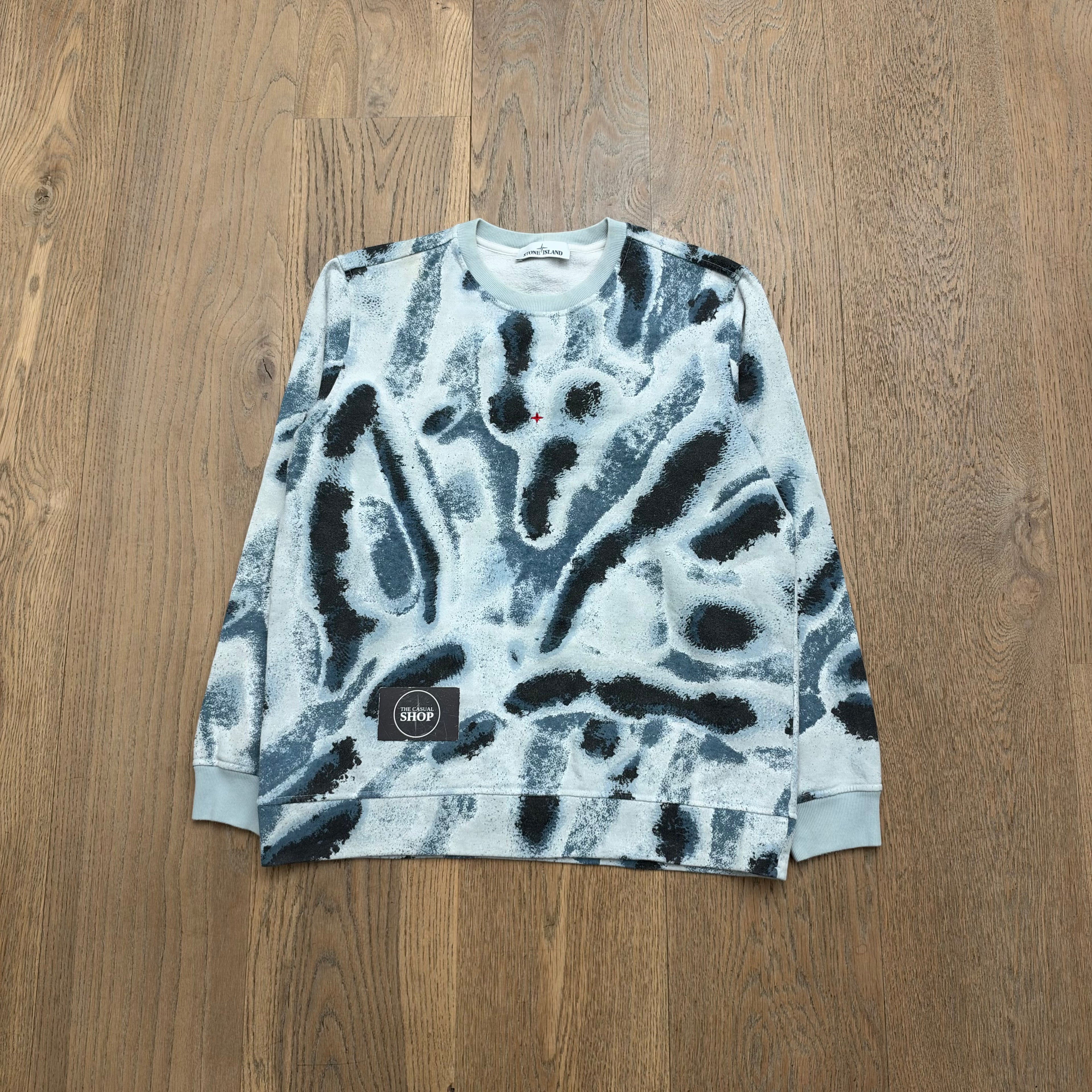 Stone Island marina spelled out camo sweater - L