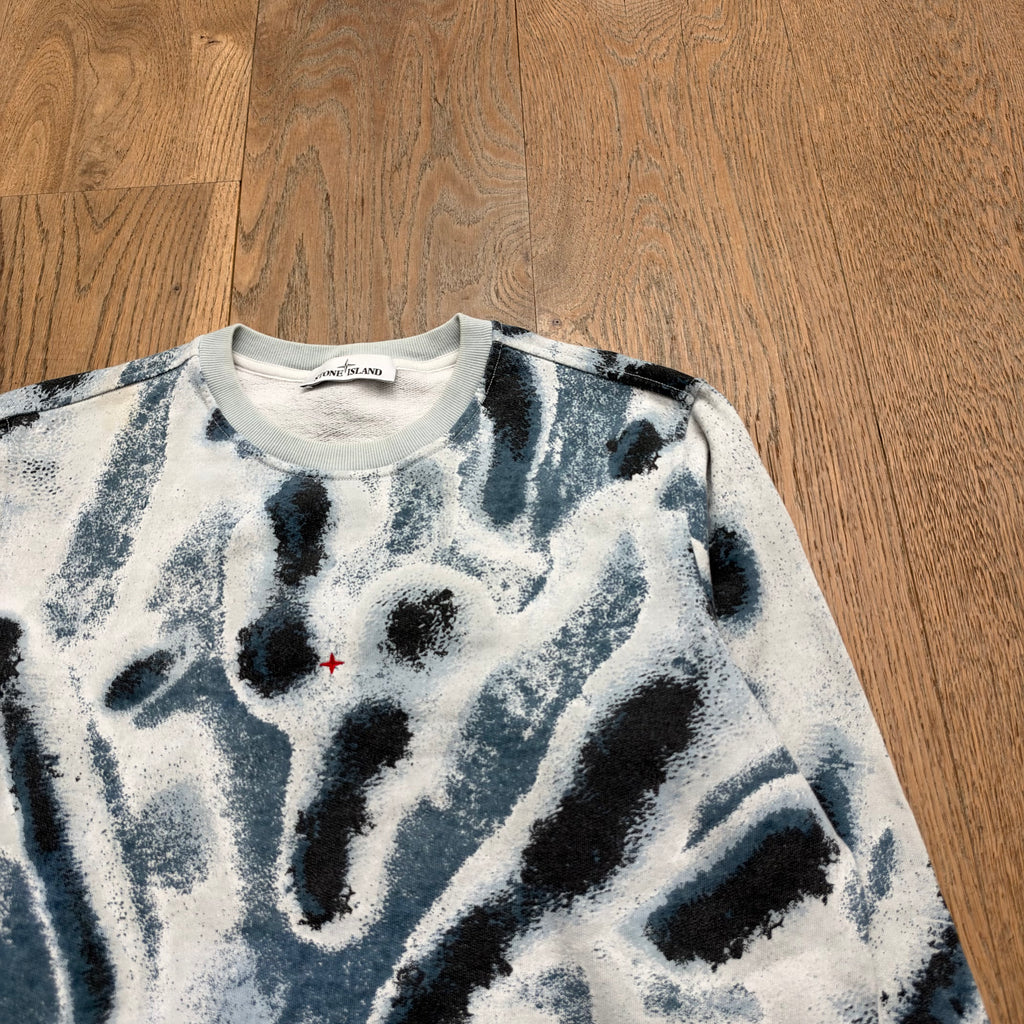 Stone Island marina spelled out camo sweater - L