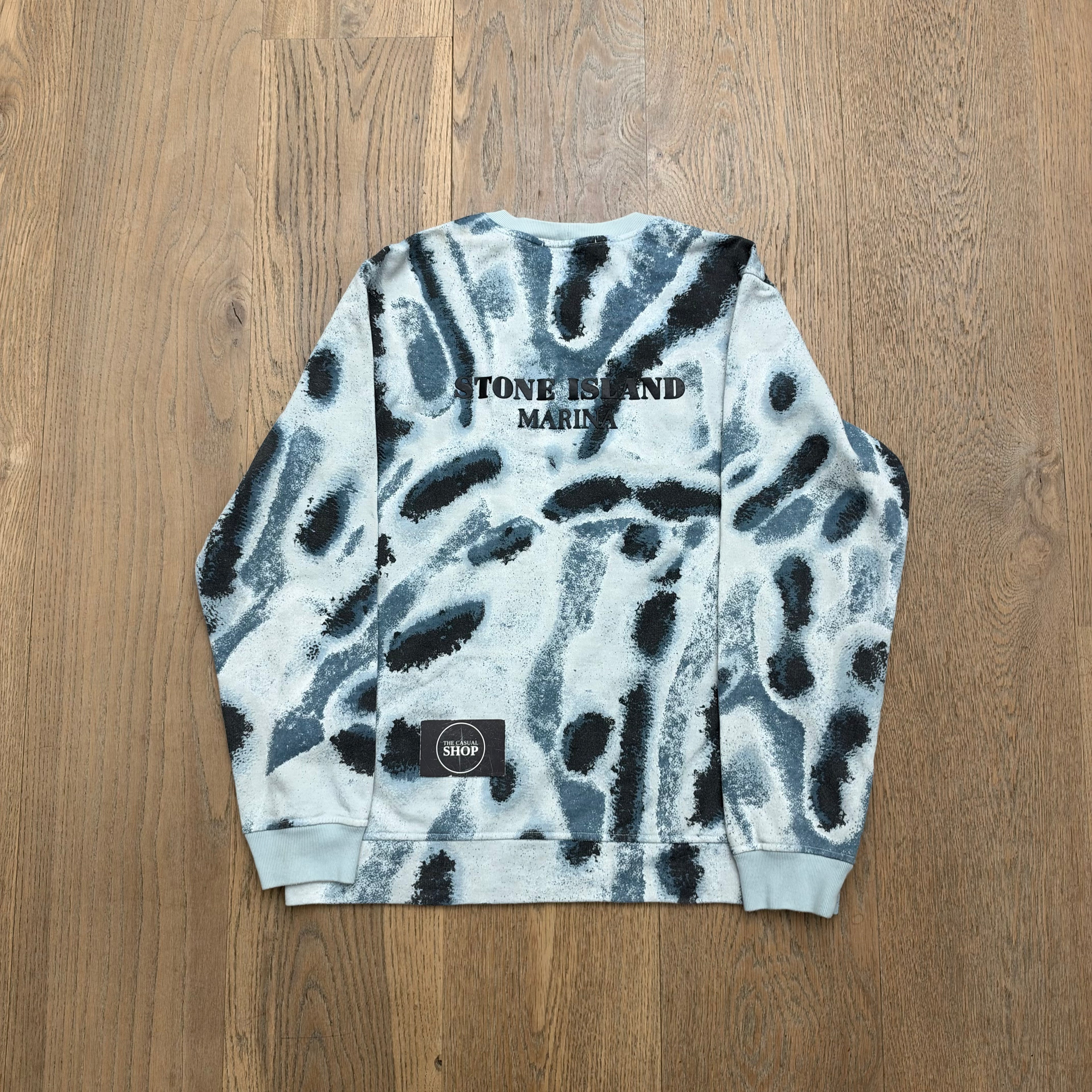 Stone Island marina spelled out camo sweater - L