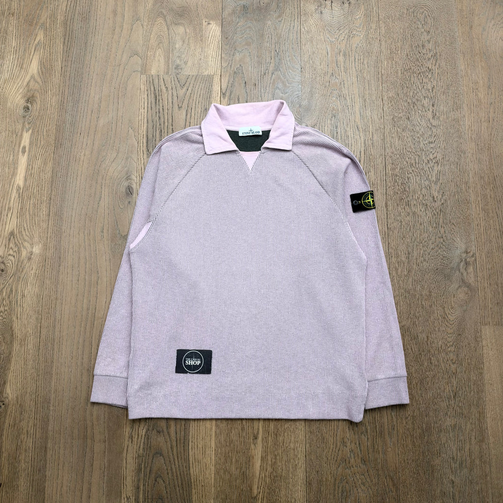 Stone Island ribbed long sleeve polo - L