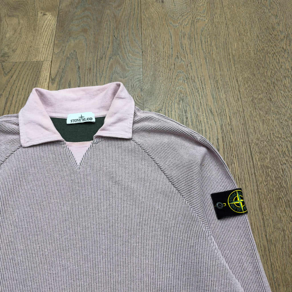 Stone Island ribbed long sleeve polo - L