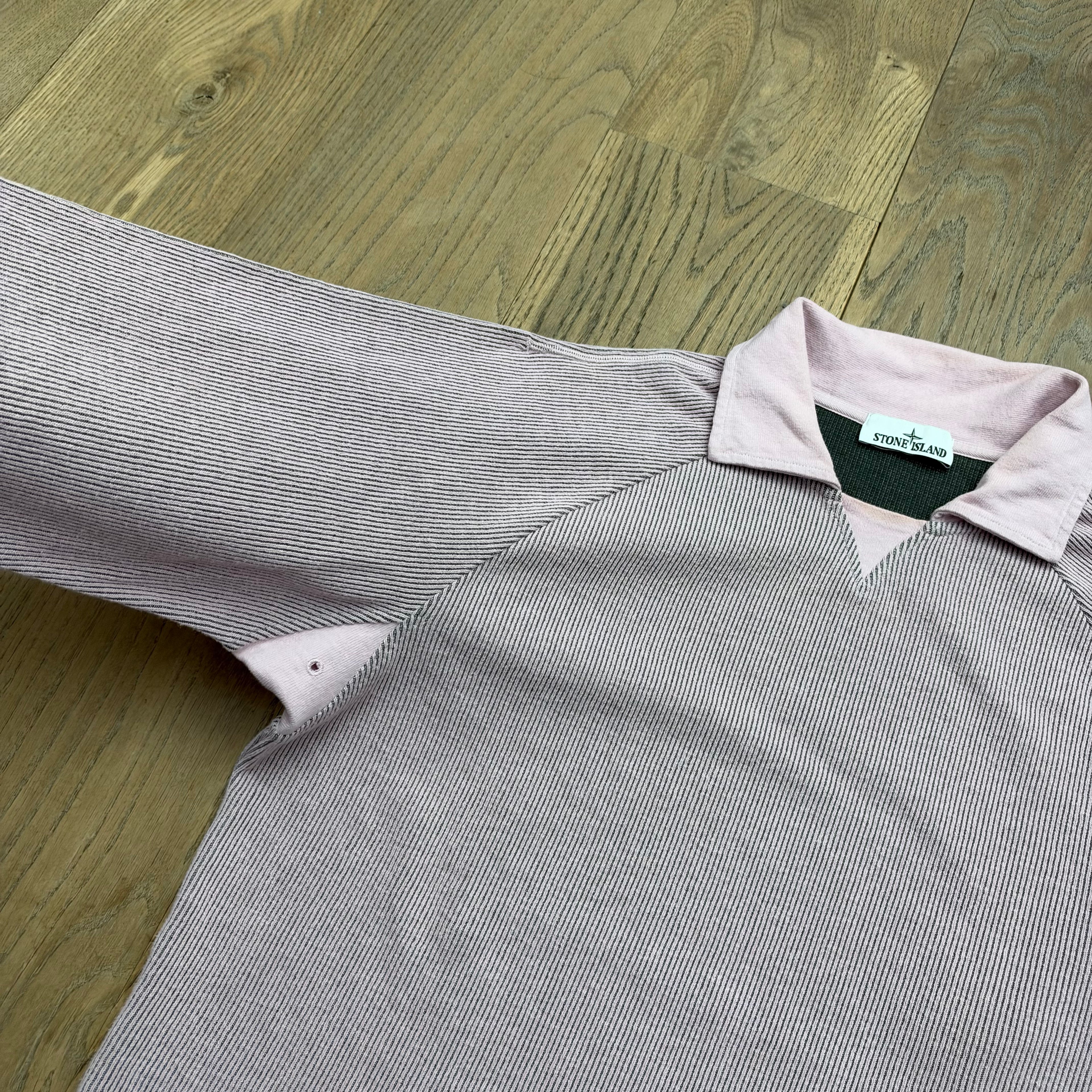 Stone Island ribbed long sleeve polo - L