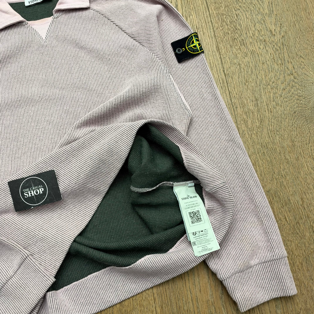 Stone Island ribbed long sleeve polo - L
