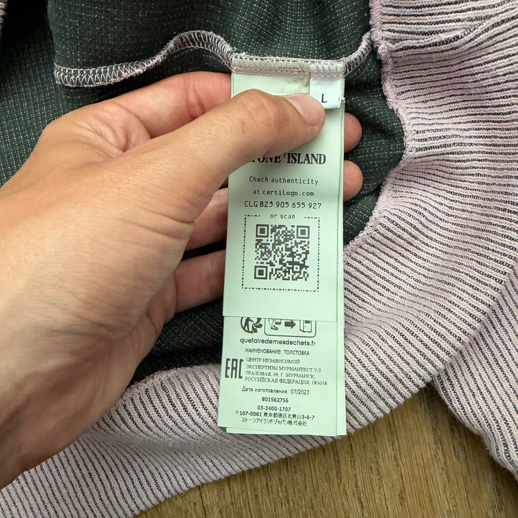 Stone Island ribbed long sleeve polo - L