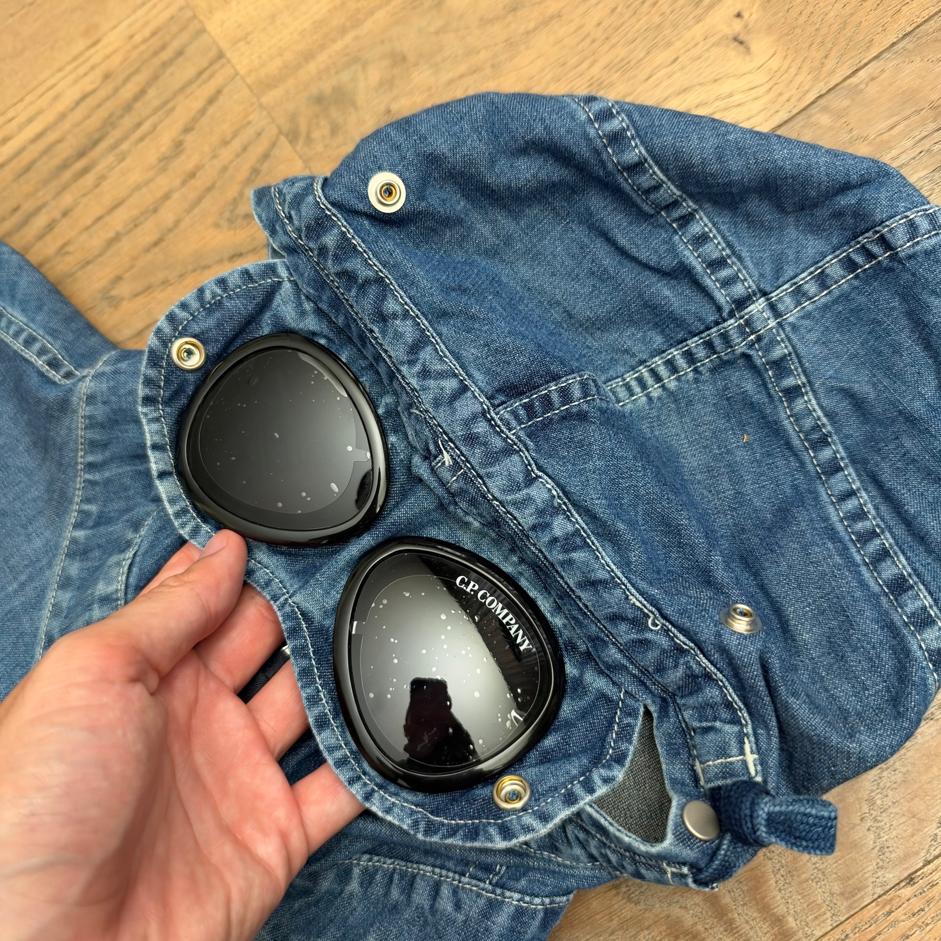 CP Company denim 'blu' goggle jacket - L