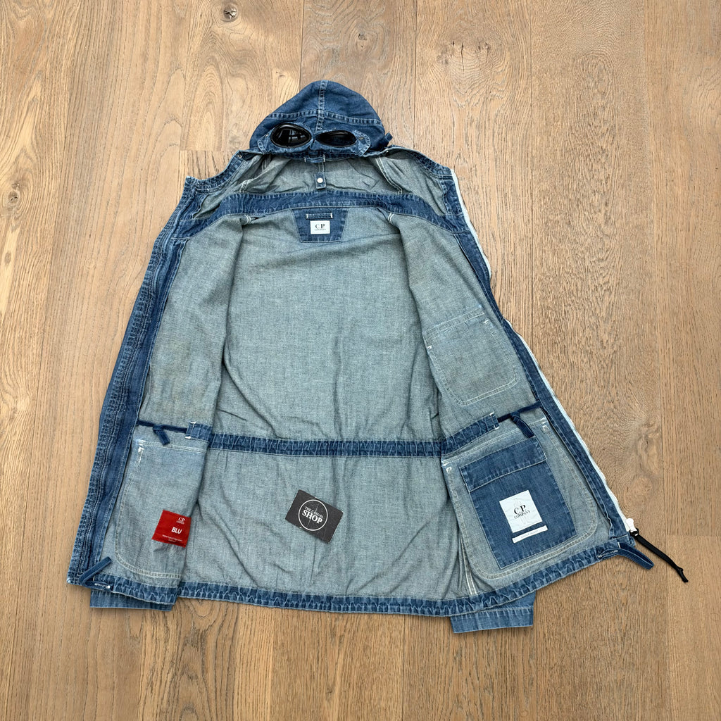 CP Company denim 'blu' goggle jacket - L