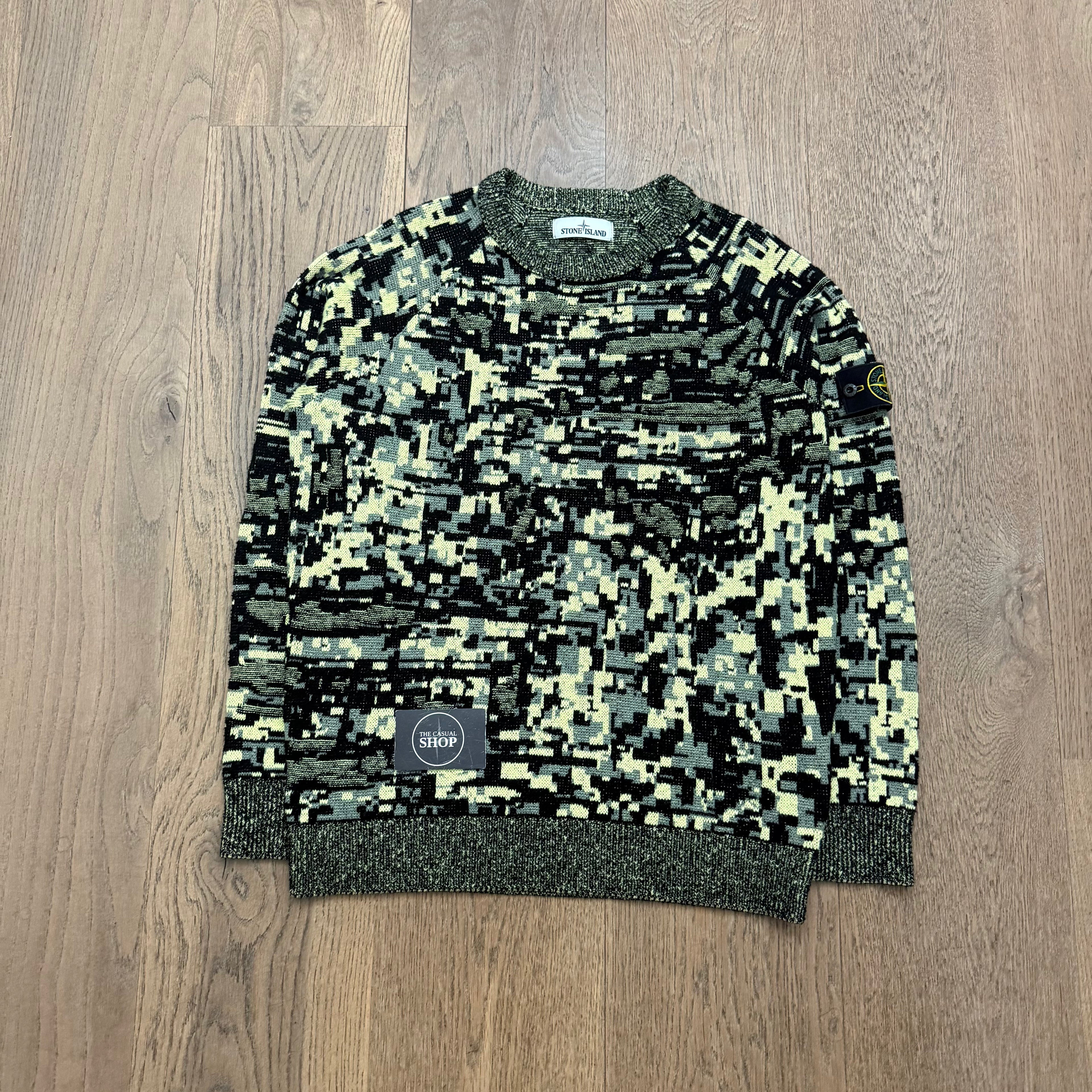 Stone Island Pixel twitched knit sweat - M