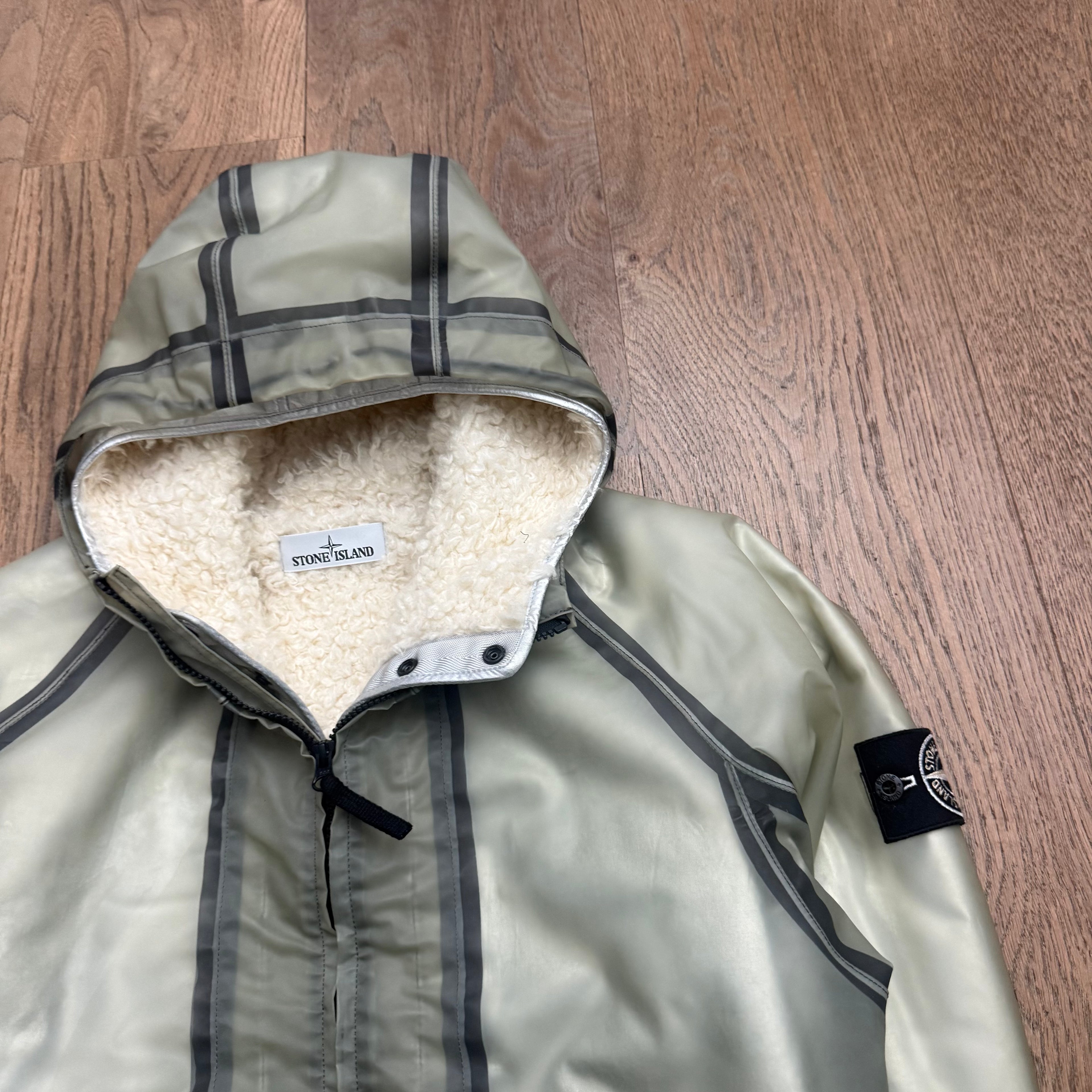 Stone Island poly cover sheepskin lining jacket - M