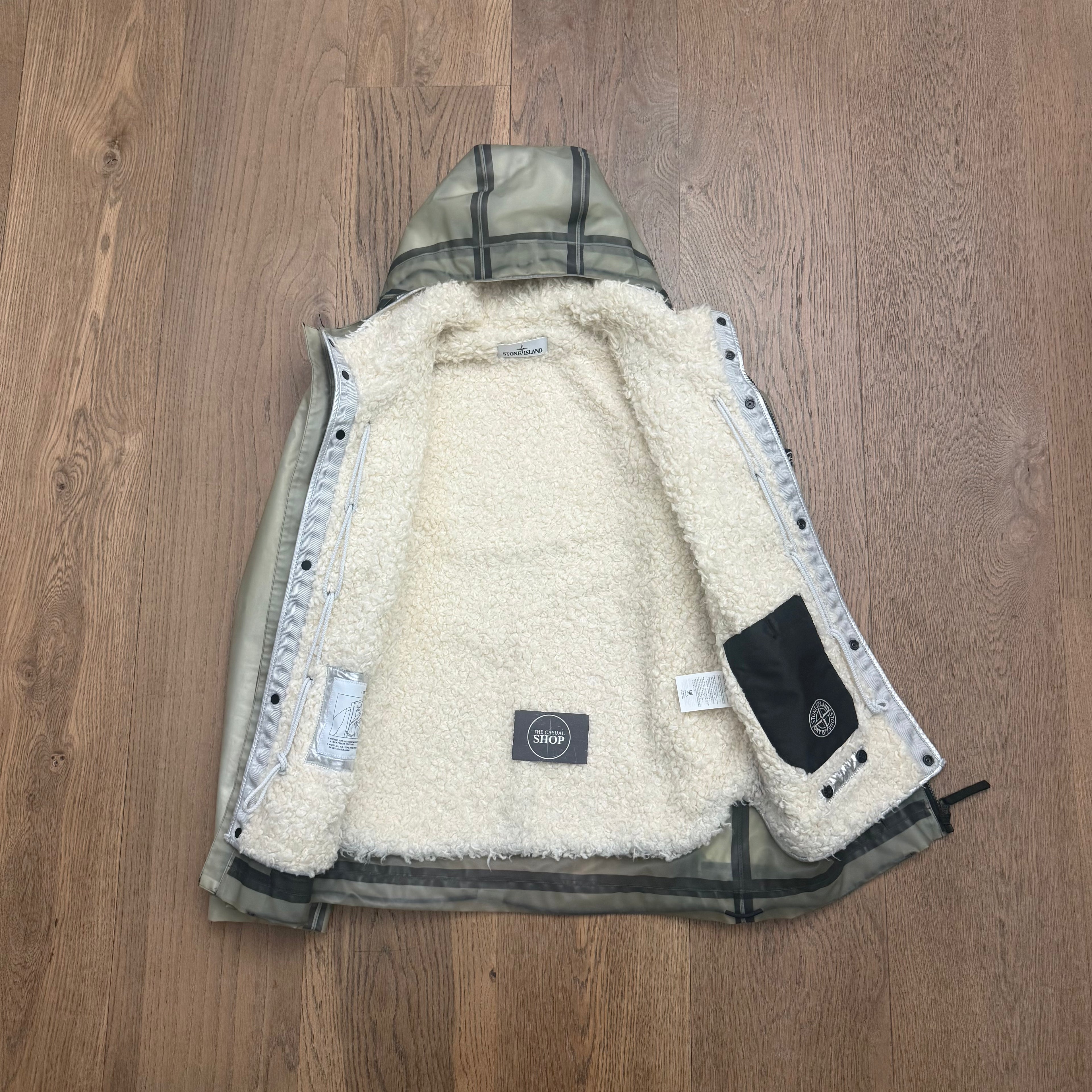 Stone Island poly cover sheepskin lining jacket - M