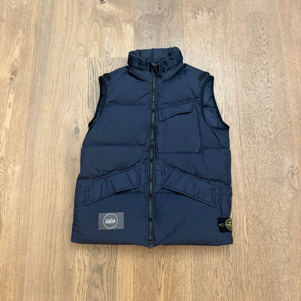 Stone Island garment dyed crinkle reps down gilet - L