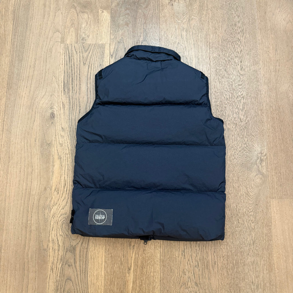 Stone Island garment dyed crinkle reps down gilet - L